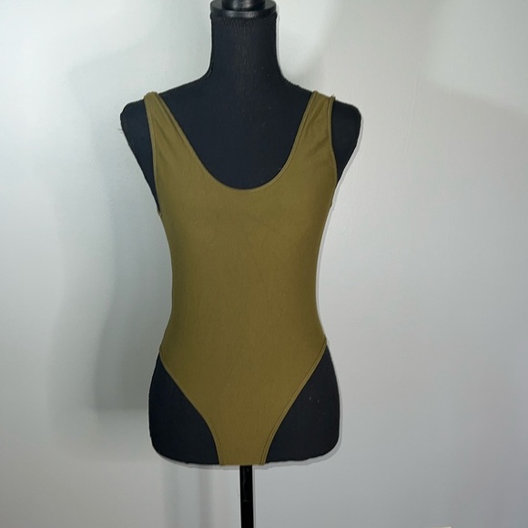 Low Scoop Back Olive Green BodySuit - Picture 1 of 3
